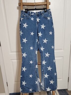 Rock&Roll Denim Blue Star Print Women's Jeans